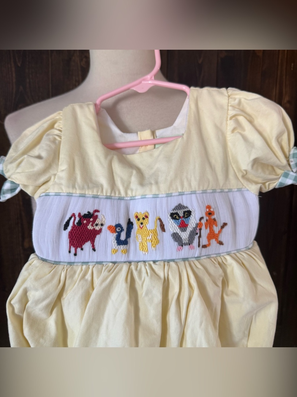 341 Ambabie The Lion King Smocked Bubble Romper 12 Months Yellow